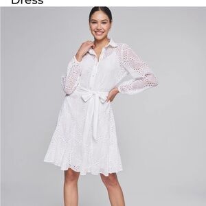New $180 White House Black Market White Eyelet Dress 8